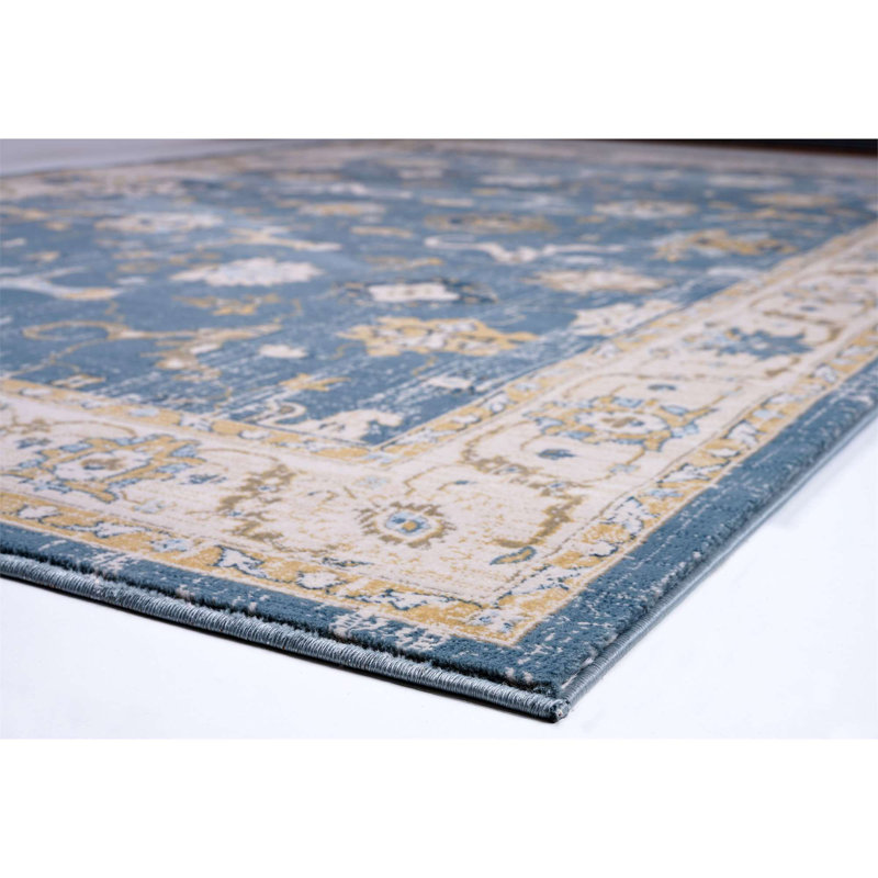 Tapis bleu Staton Southwestern, Rectangle 5 pi 3 po x 7 pi 7 po