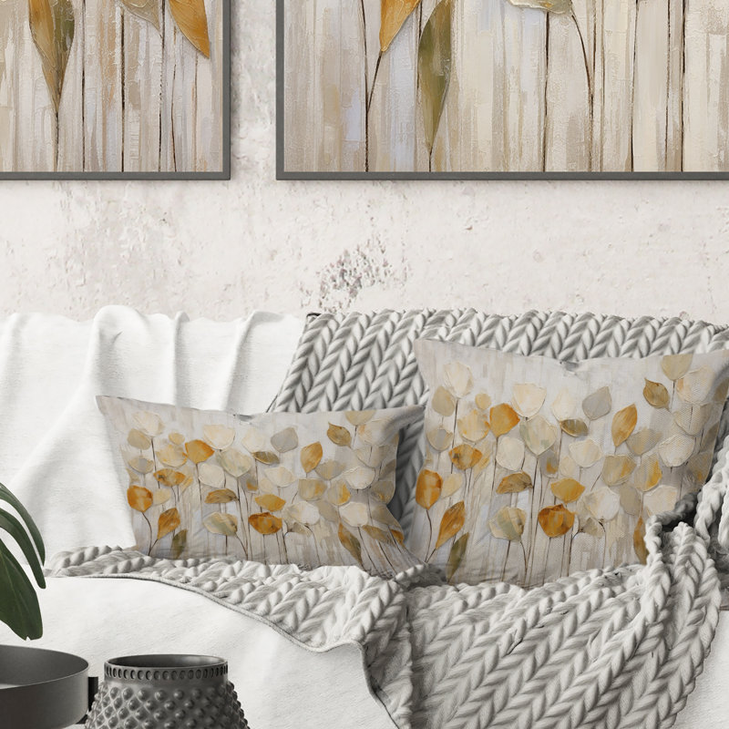 Coussin décoratif imprimé botanique beige II - Abstract Botanicals