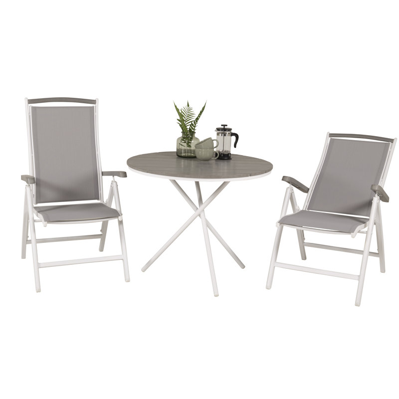 Akia 2 - Person Patio Dining Set with Round Table, Grey/White