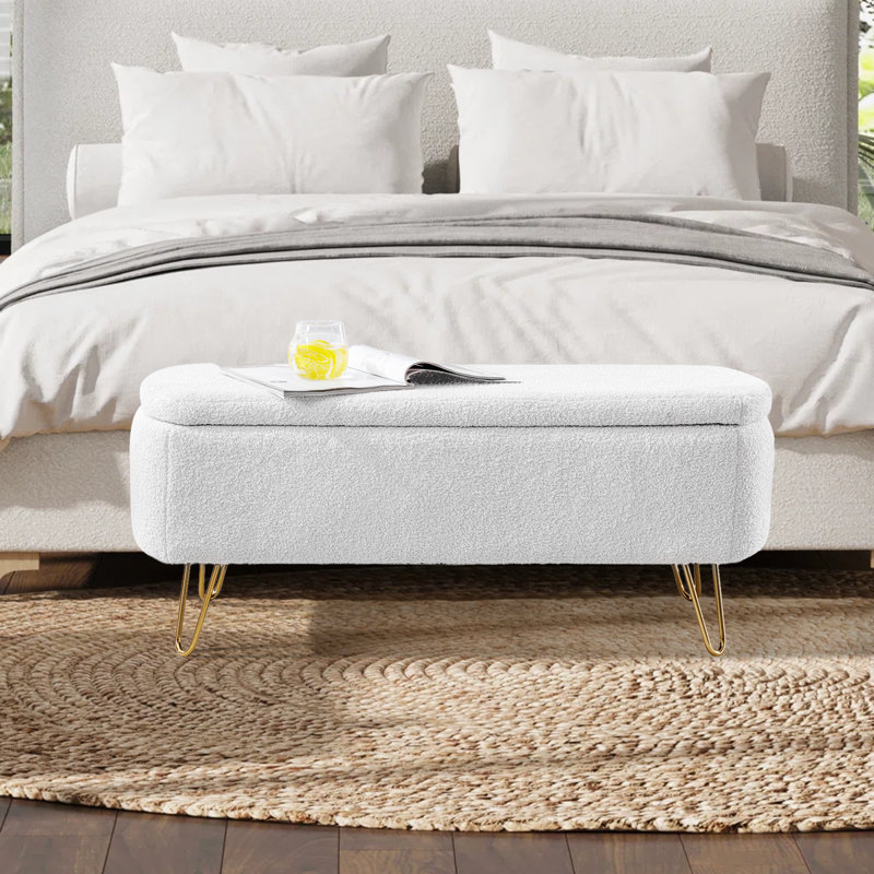 Banc de rangement avec repose-pieds Toleen , Blanc