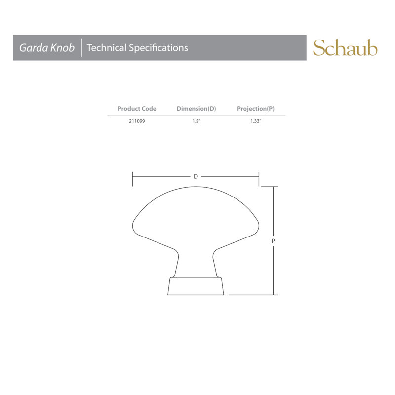 Schaub Garda Cabinet Knob 1-1/2", Light Bronze, Natural Bronze