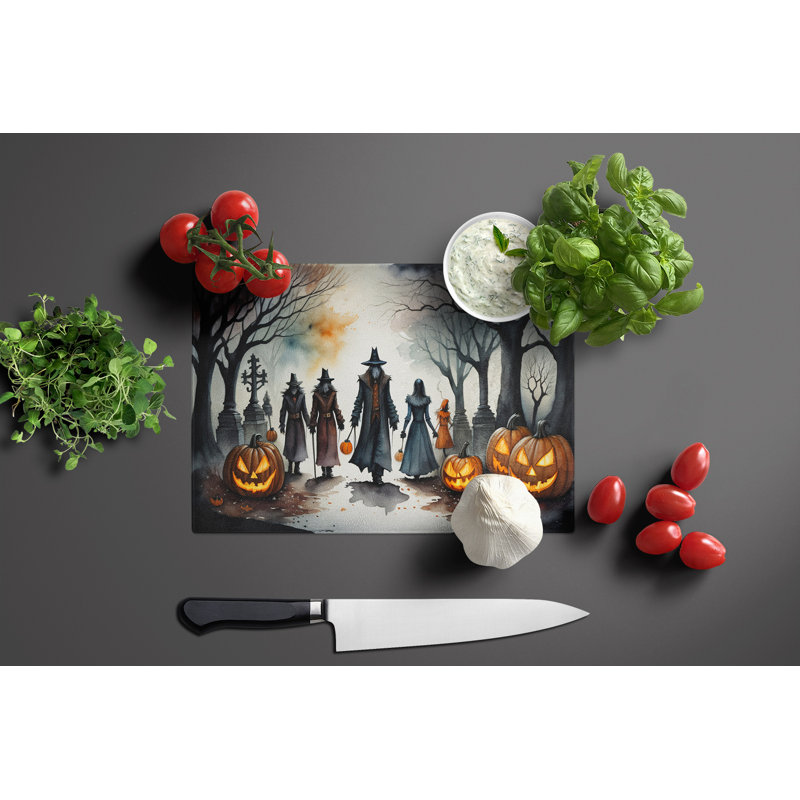 Vampires Spooky Halloween Glass Cutting Board Large