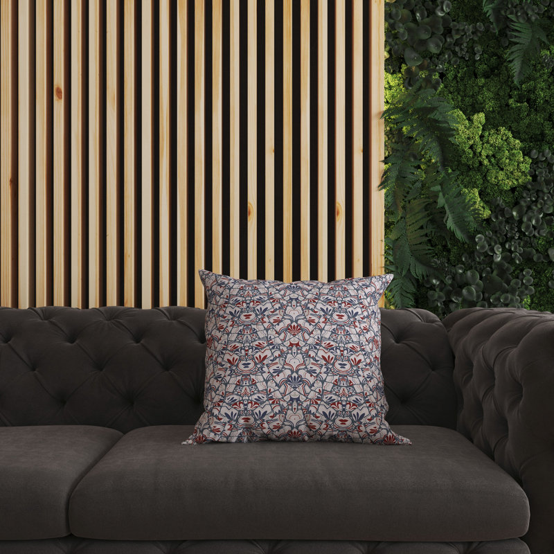 Coussin décoratif intérieur / extérieur Wildflower Lagoon Floral, H 18 po x l 18 po, Gris / rouge / rose