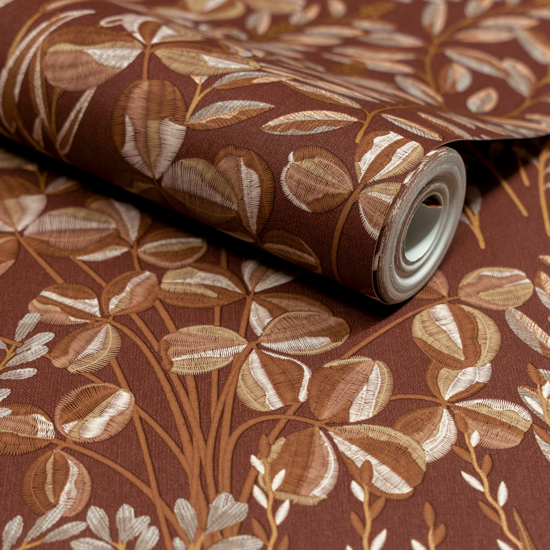 Inia Collection Branched Leaves All-over Wallpaper Roll, Red