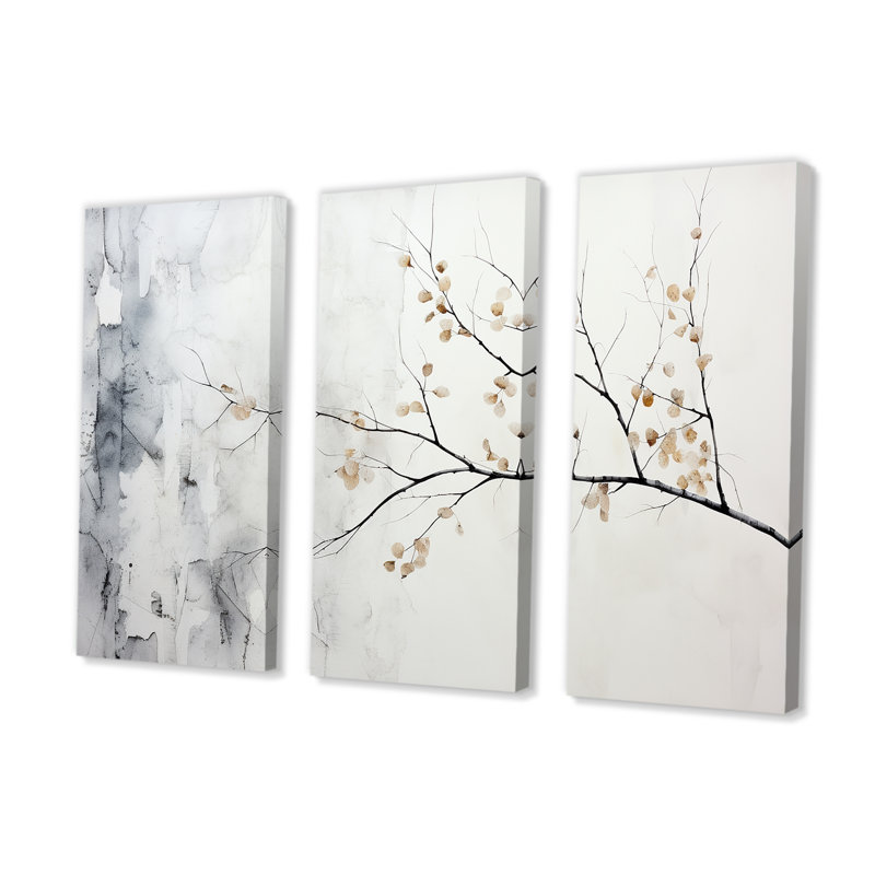 Ensemble de décoration murale gris bouleau I - arbre bouleau gris, H 28 po x l 36 po x P 1 po
