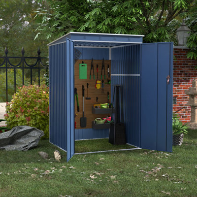 4 ft. W x 4 ft. D Galvanized Steel Vertical Tool Shed, An Outdoor Metal Shed with Lockable Handles