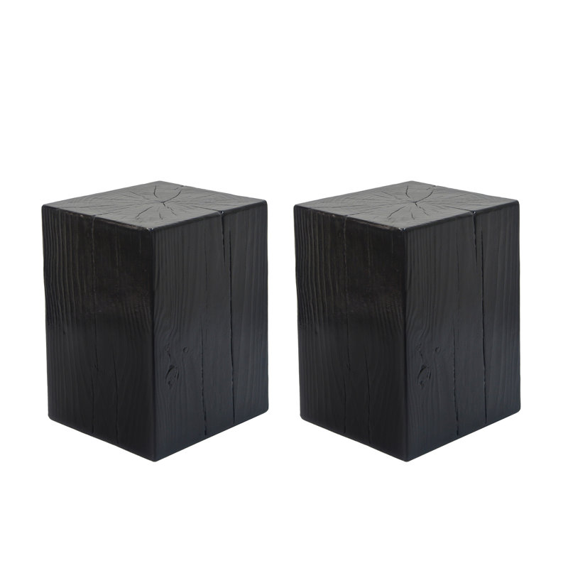 Wood-Look Square-Column MGO End Table(Only Including ONE PC  Table), 18" H x 14.25" W x 14.25" D, Black