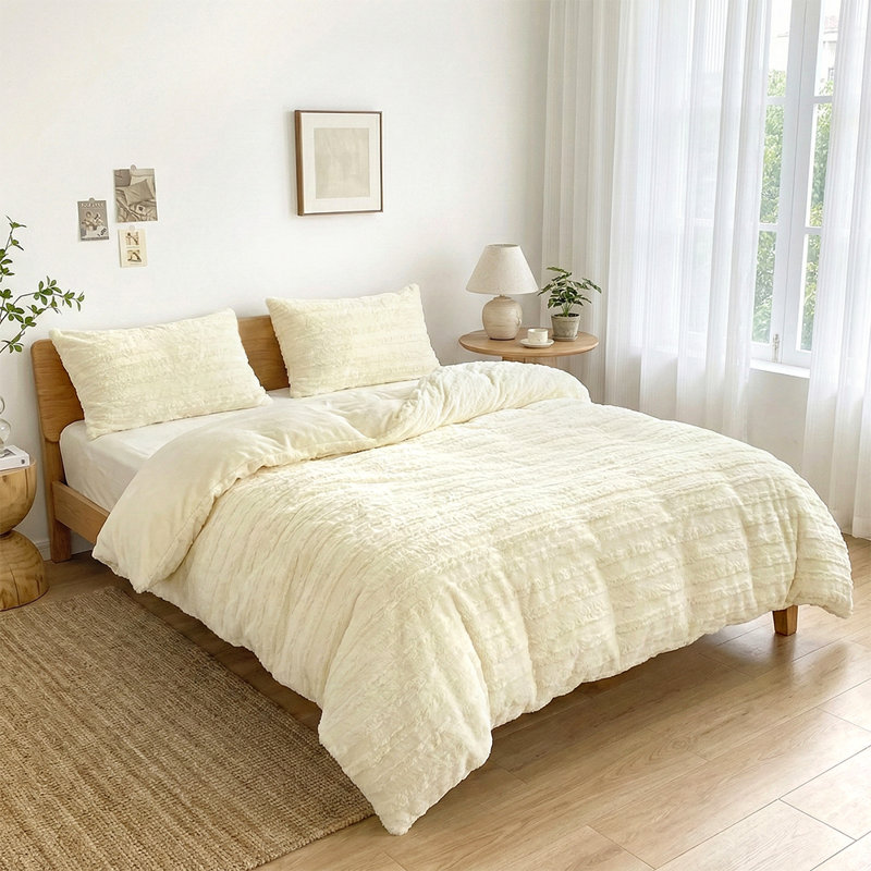 Polyester Solid Colour Sham with Pillow Shams Included, King Duvet Cover + 2 Standard Pillowcases, Beige