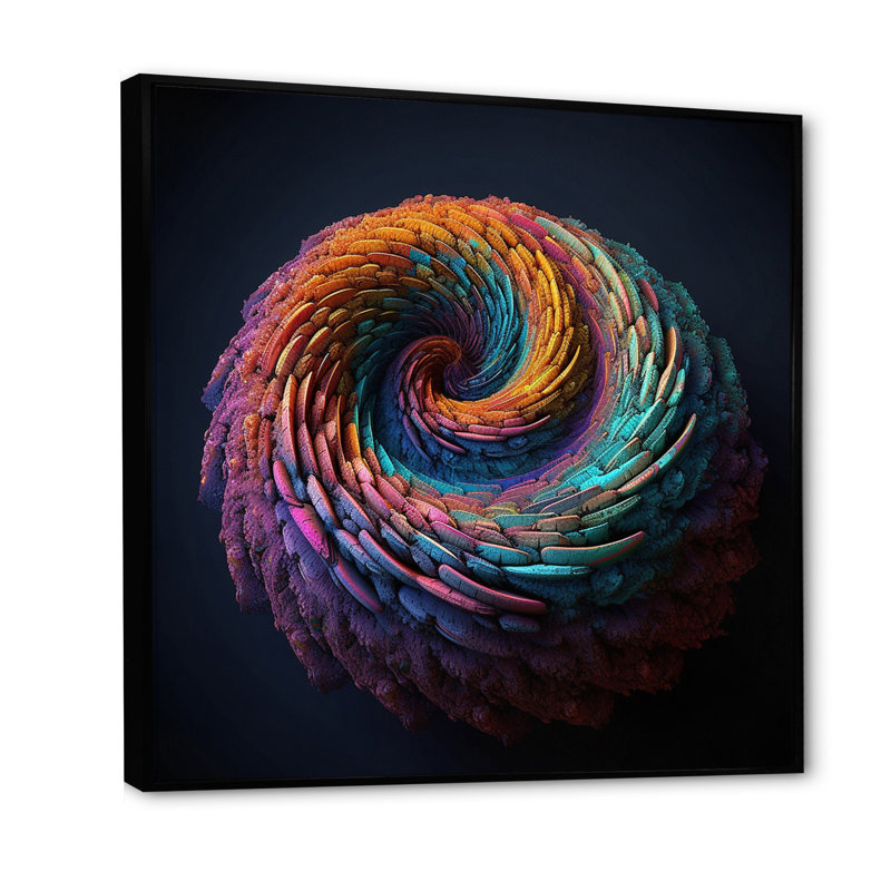 «3D Spiral Rainbow Shapes I», reproduction sur toile, 30" H x 30" W, Cadre flottant noir