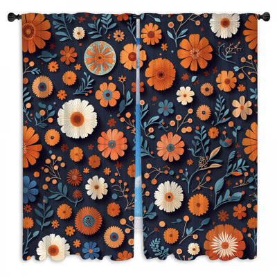 Floral Window Curtains Pattern Sheer & Room Darkening - 2 Panels