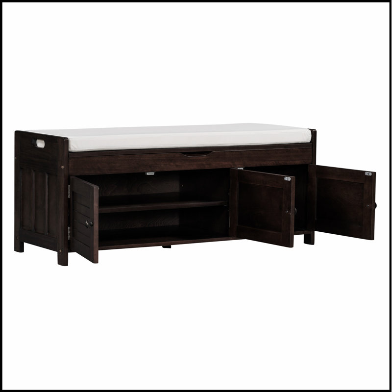 Storage Bench with 3 Shutter Doors, Espresso