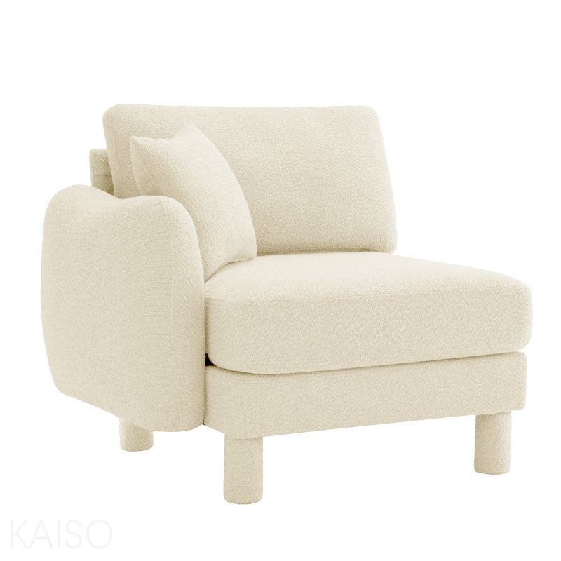 Canapé LSF avec coussin en polyester beige, Beige, Left Hand Facing