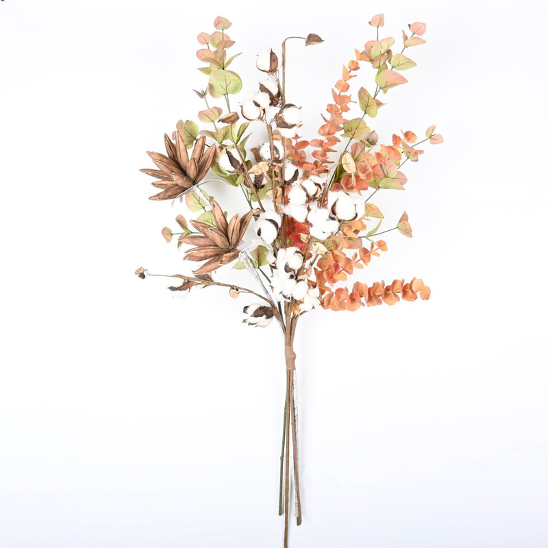 Faux Cotton Arrangement Long Stem