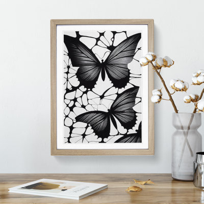 Monochrome Butterflies 1 Piece Single Picture Frame Wall Art