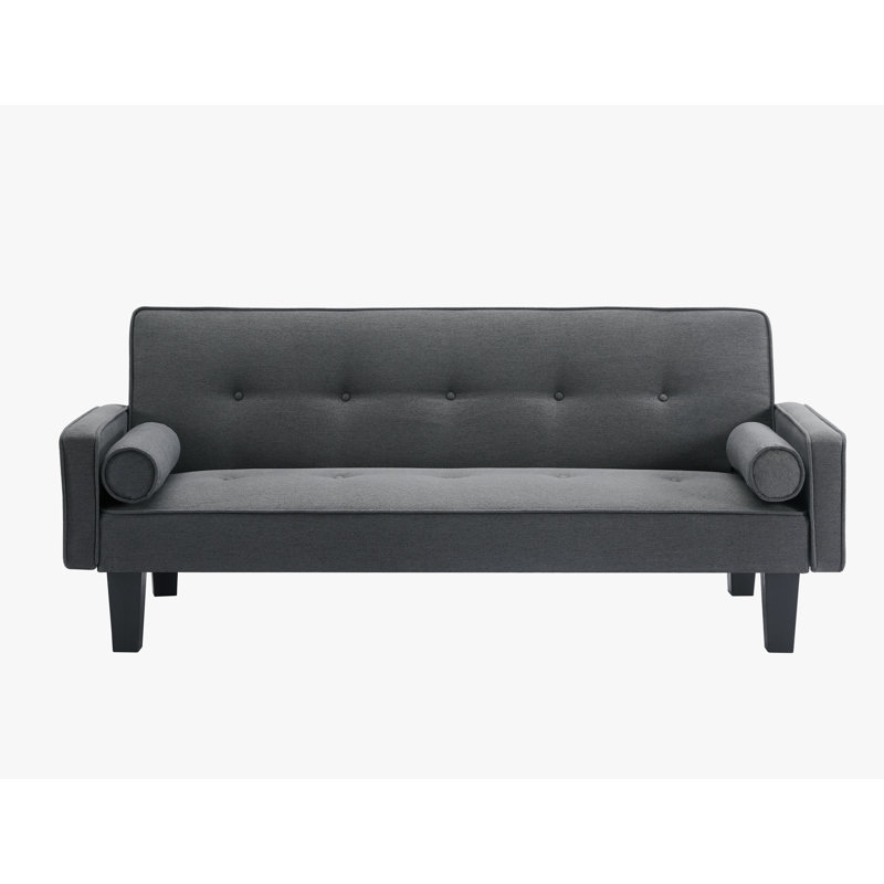 Twin 72'' Upholstered Convertible Sofa, Dark Gray