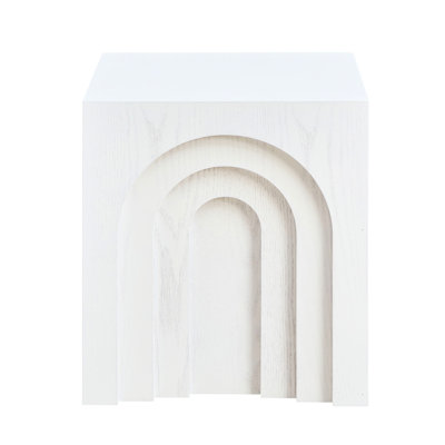 Table basse carrée blanche de 15,99 po, table d'appoint pour chambre à coucher et salon, blanc