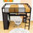 Metal Loft Bed with Wardrobe and Desk-96822139-96822138