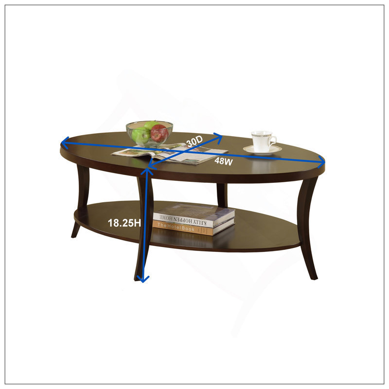 Table basse ovale avec tablette Perth Espresso, Espresso
