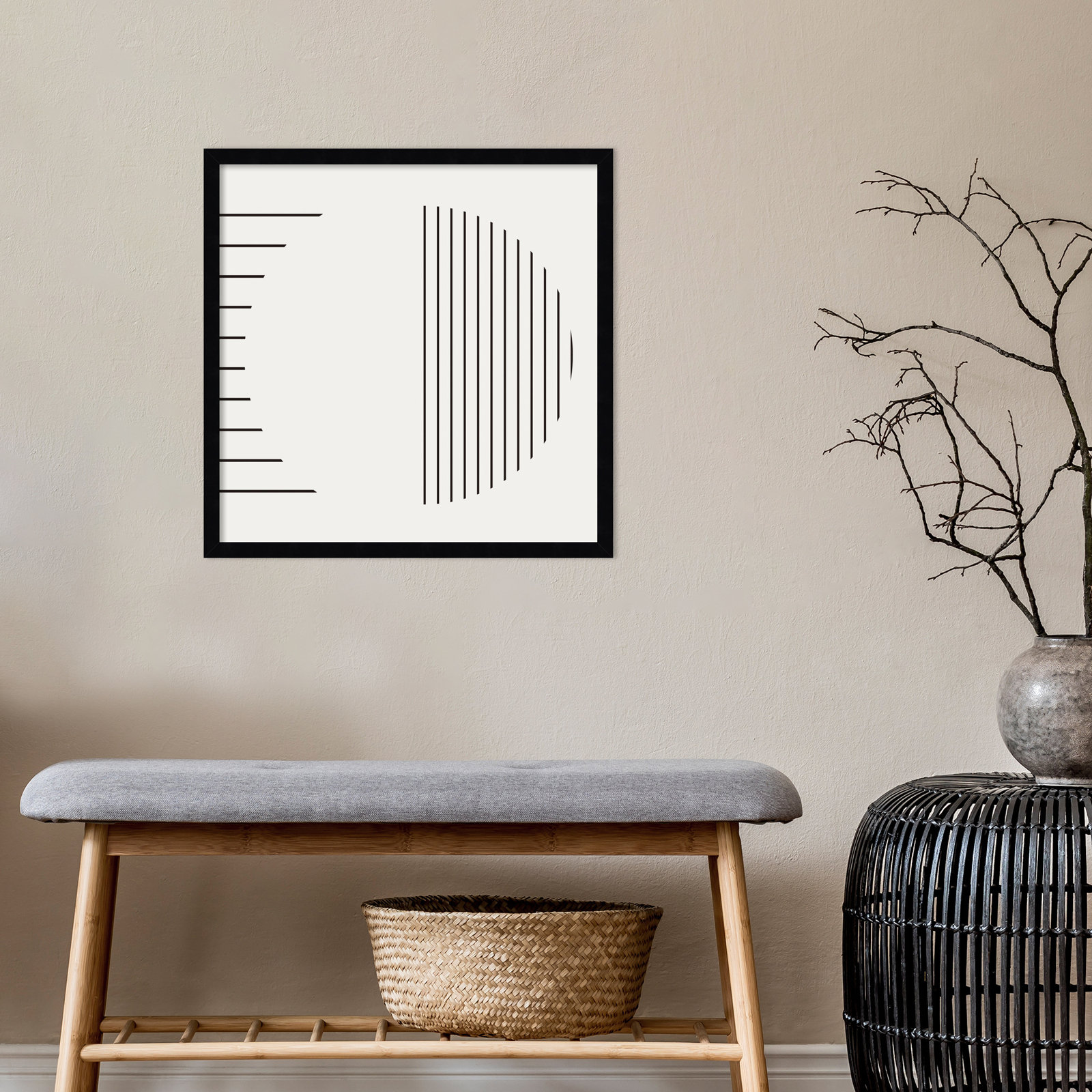 Modern Statement Stripes 1 by The Creative Bunch Studio, Black, 21" H x 21" W x 1" D