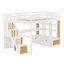 Lit mezzanine en bois de pin massif avec bureau, tablettes et escalier de rangement-1417093709