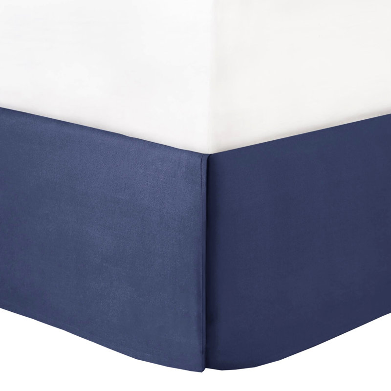 Édredon en microfibre rayé bleu marine 9 pièces avec draps en coton assortis, jupe et coussin décoratifs