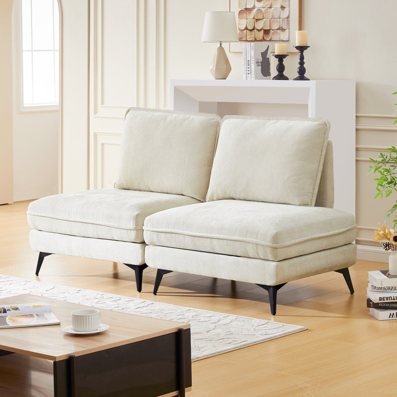 3 Seater Chenille Sofa, Beige Chenille