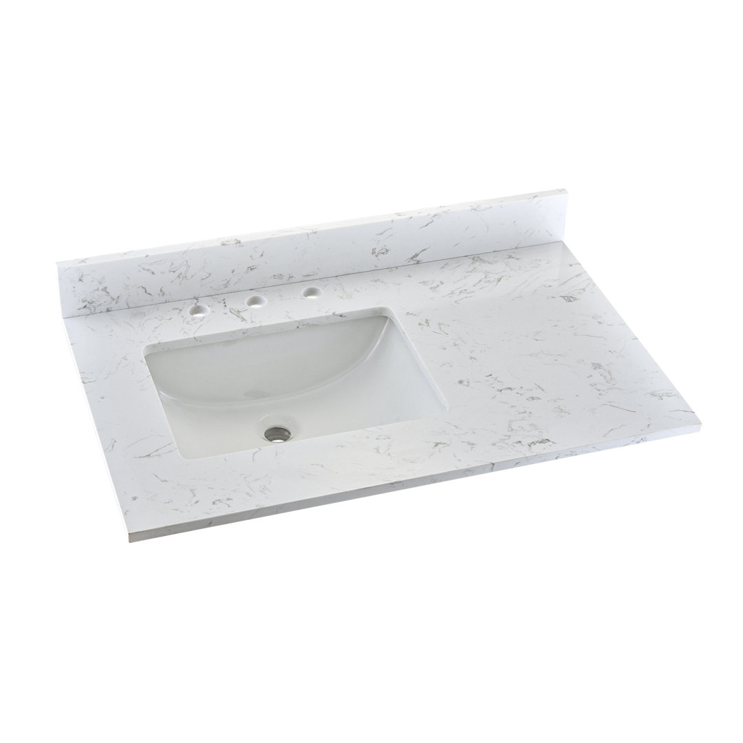 36.02'' Single Bathroom Vanity Top in White with Sink PROOX Bowl 