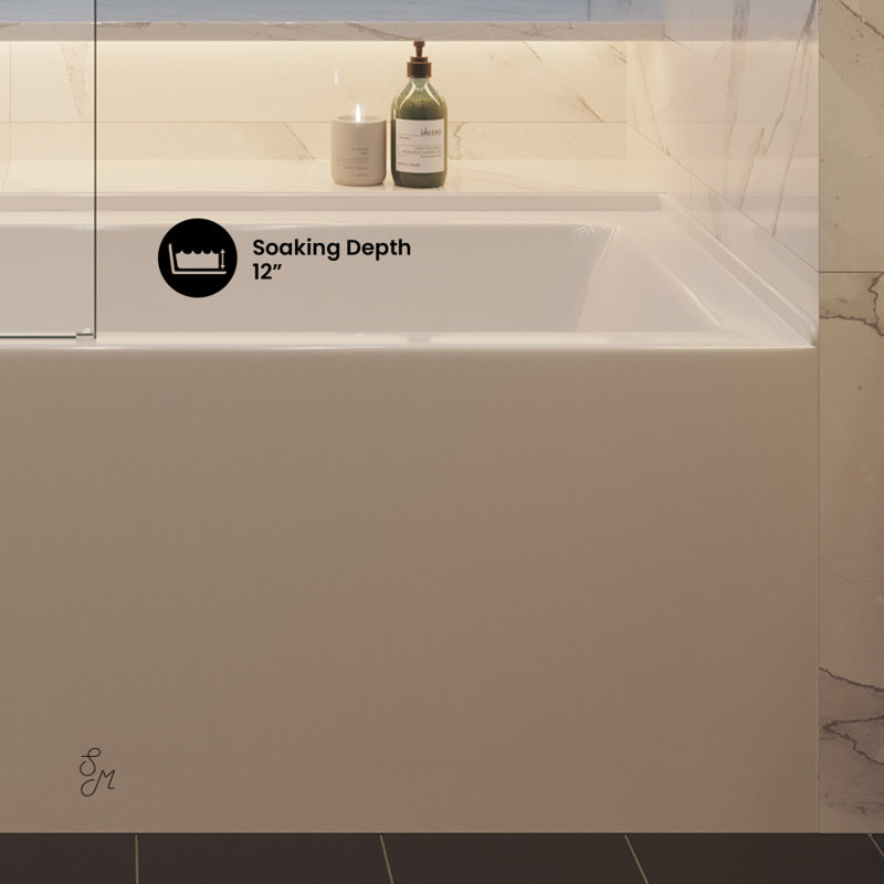 Voltaire 60" x 30" Right Drain Skirted Soaking Bathtub with Apron ADA Height in Glossy White, Left