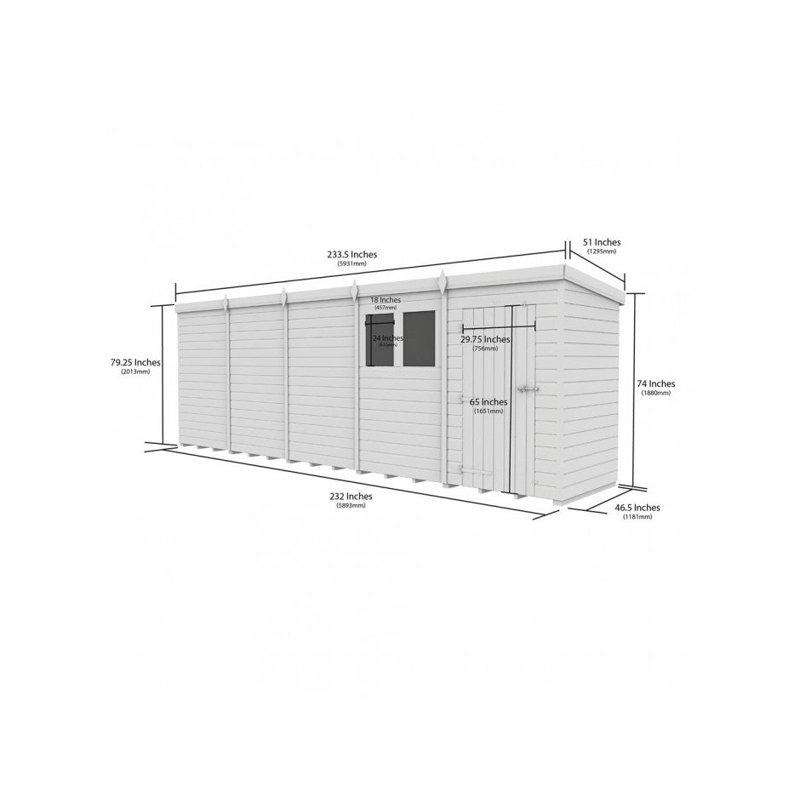 20x4 Pent Composite Shed