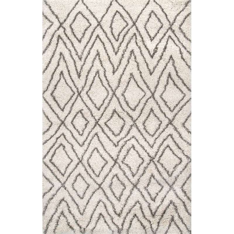 Tapis ivoire à motif géométrique Ortonville, Rectangle 4 pi x 6 pi