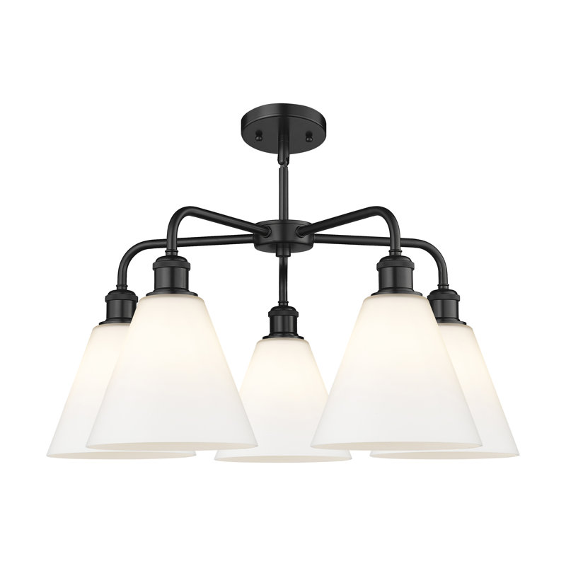 Lustre cône à 5 lumières Beva, Blanc mat, Noir mat