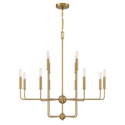 Treyvion 12 - Light Dimmable Linear Chandelier in Brass