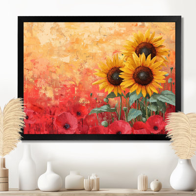 Duket Sunflowers In The Poppy Field III - Art mural tournesols pour le salon
