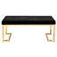 Élégant banc noir et champagne pour chambre à coucher avec siège rectangulaire en métal et base dorée