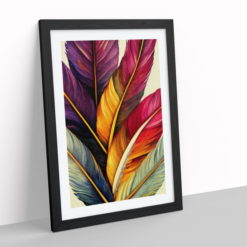 Beauteous Feathers - Single Picture Frame Print, 64cm H x 46cm W x 2cm D, Black Framed