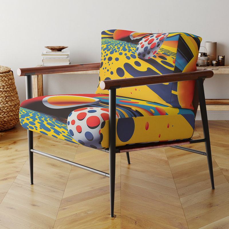 Fauteuil d'appoint à motif géométrique abstrait rembourré Croker, Noir, noir, noir, noir