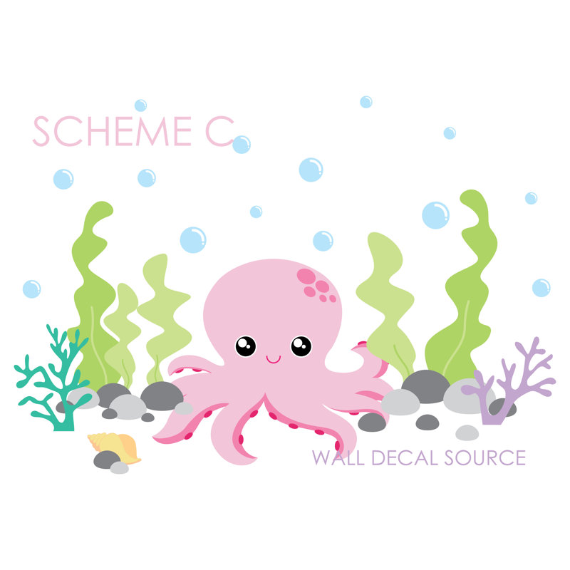 Adhésif décoratif pieuvre sous la mer et l'océan, Schéma C