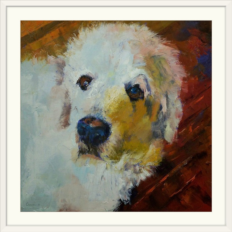 «Anjlee Great pyrenes» par Michael Creese, reproduction d'art, H 20 po x l 20 po x P 1,5 po, Toile