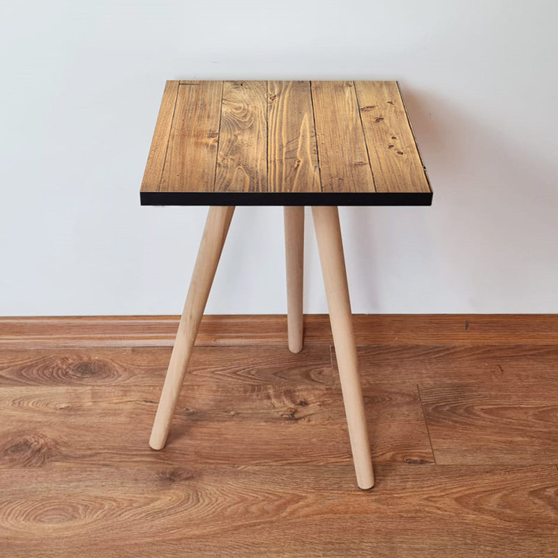 Modern Side Table with Beech Wood Legs, Camel Color, 13.8 x 16.5 x 13.8 inches | 100% MDF, Thickness: 0.7 inches | Scandinavian Design, Perfect for Living Room or Bedroom, Stylish & Functional