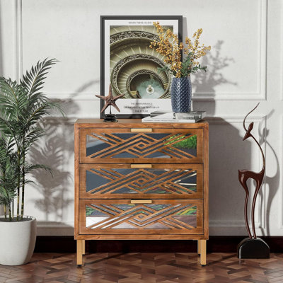 Armoire de rangement moderne à miroir avec 3 tiroirs COZAYH