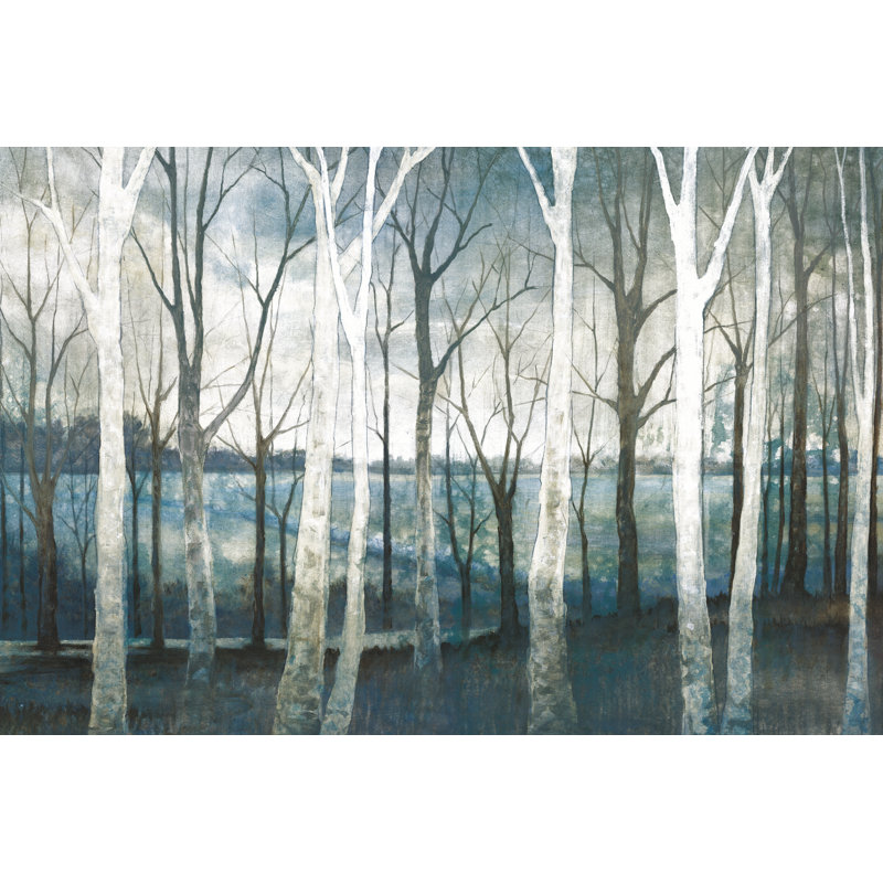 Tree Path Blue - Wrapped Canvas Painting, 61cm H x 91cm W x 3.8cm D
