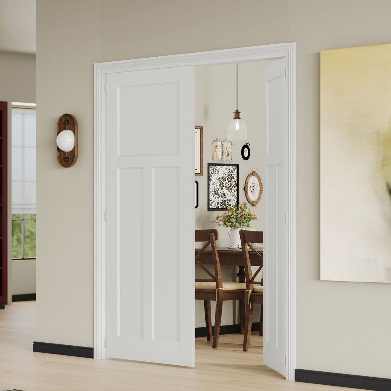 Dalles intérieures doubles avec cadre assorti - Portes en panneau de fibres à densité moyenne blanches en T pour un look épuré et moderne
