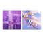 Lavande Art déco, lignes abstraites géométriques abstraites murales en verre acrylique, ensemble de 2-103921238