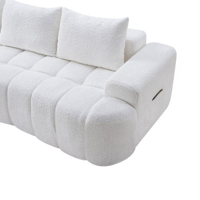Canapé modulaire compressé très large de 100 po à l'avant courbé, canapé Boucle 3 places en forme de nuage avec mousse à haute résilience, facile à déplacer et à expédier, canapé surdimensionné moderne pour le salon