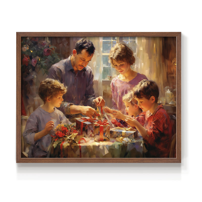 Art de Noël - CDXLII - Reproduction encadrée - Restickable, Noyer, H 16 po x l 20 po