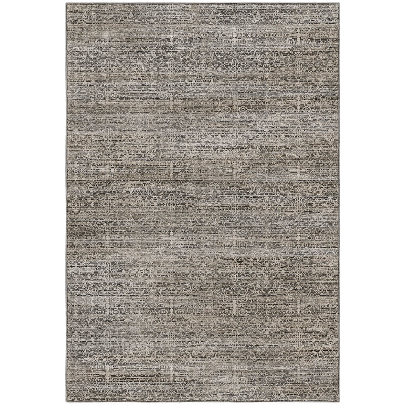 Tapis décontracté de qualité supérieure lavable à la machine Tirico ATI9, Argent, 3 pi x 5 pi