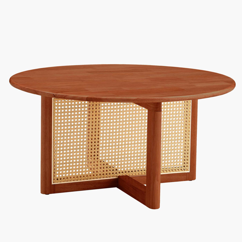 Napfle Solid Wood Top Single Coffee Table Living Room Table Center Table Cocktail Table, Brown