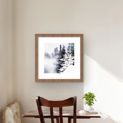 Silhouette of a Forest - reproduction encadrée avec passe-partout pour la décoration intérieure