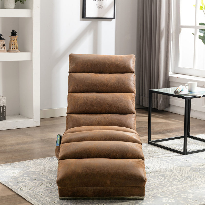 Chaise longue de massage en lin d'intérieur avec télécommande, longue chaise de massage électrique ergonomique avec 5 modes pour le bureau, le salon, la chambre à coucher (café)