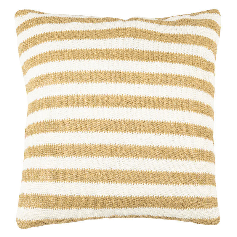 Glenna 20" Square White and Yellow Striped Pillow